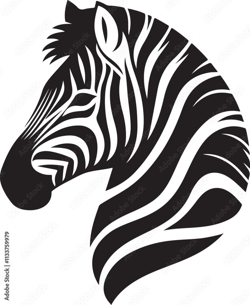 Zebra Head Logo icon silhouette vector art Zebra Head Logo icon silhouette vector art