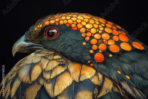 Close-up of a Male Argus Pheasant's Head and Neck photo