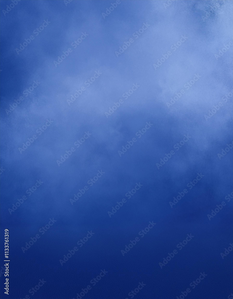 The image shows a cloudy, misty blue background. It appears to be a textured backdro