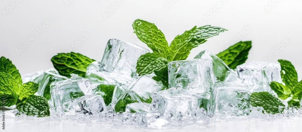 Close-up of transparent ice cubes arranged in a stack. Close-up of transparent ice cubes arranged in a stack.