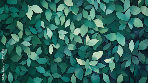A dense, textured pattern of green foliage, resembling a dense forest or a thicket of trees the leaves are overlapping and overlapping, creating a sense of depth and. Thicket. Illustration