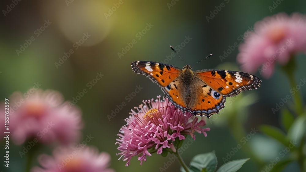 Fototapeta premium Butterfly on Pink Flower