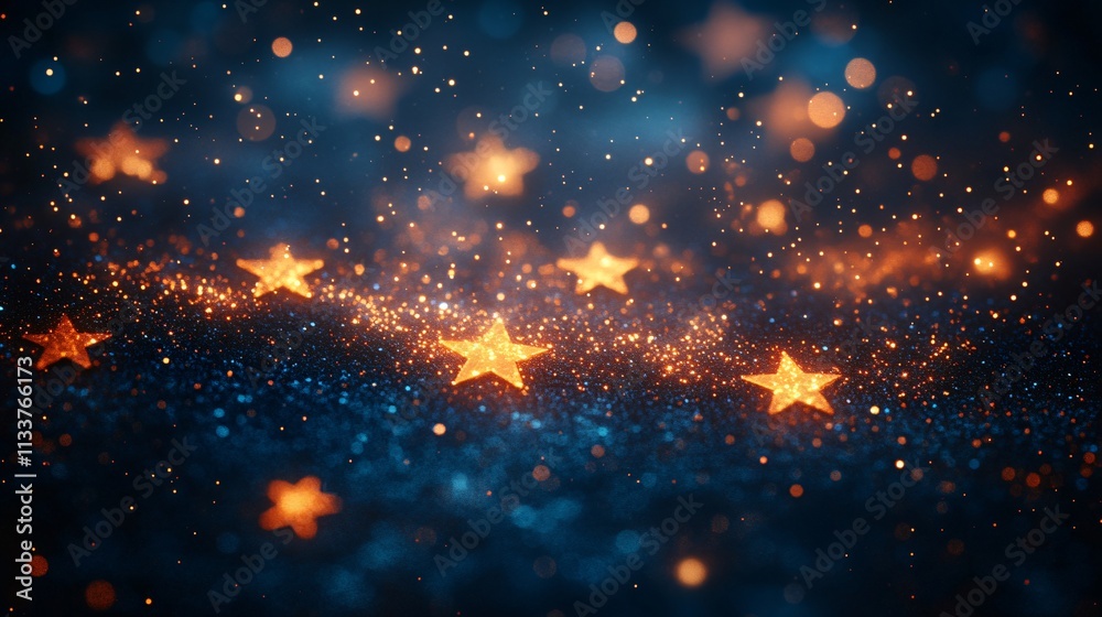 A festive abstract background featuring a starry night with bokeh lights, perfect for Christmas cards, party invitations, and joyful celebrations. A festive abstract background featuring a starry night with bokeh lights, perfect for Christmas cards, party invitations, and joyful celebrations.