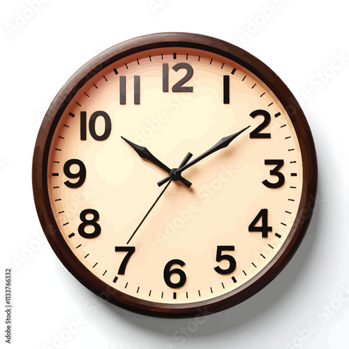 Simple and classic round analog wall clock vector isolated on white background