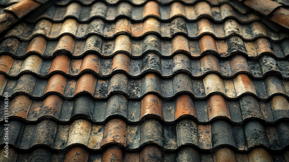 Weathered Roof Tiles Texture: A Rustic Architectural Background Weathered Roof Tiles Texture: A Rustic Architectural Background