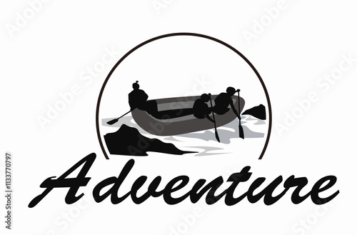Extreme river rafting adventure, illustration design logo