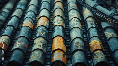 Weathered Roof Tiles: A Study in Texture and Age photo