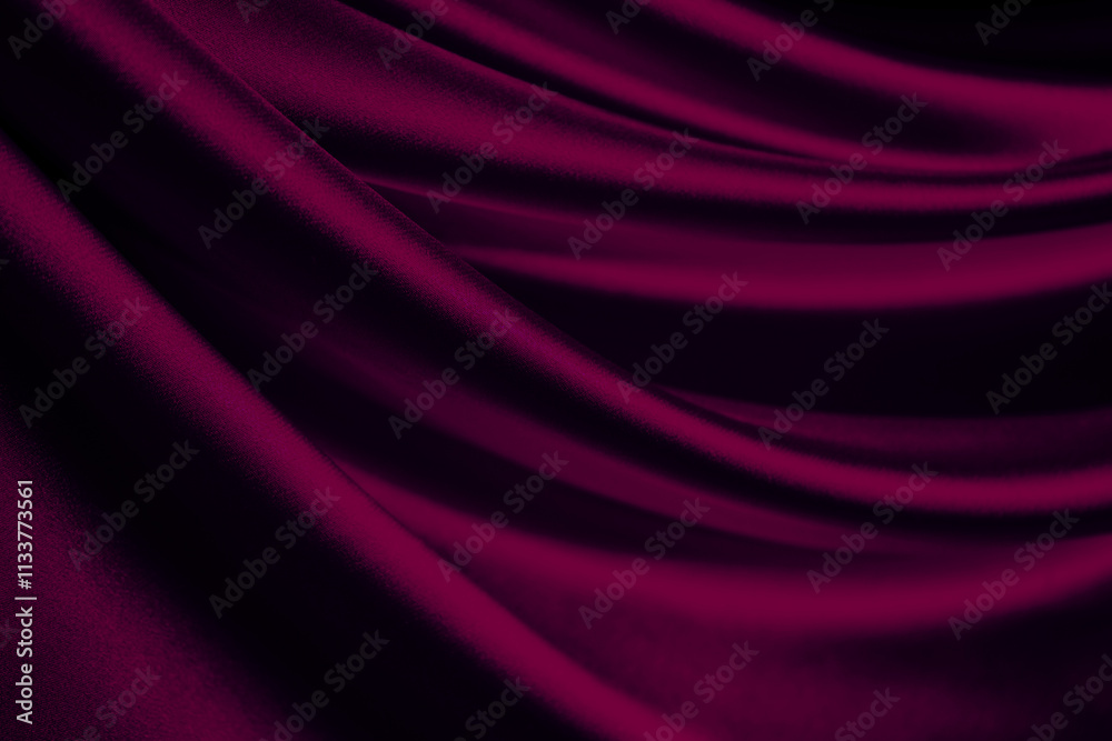 Curtain. Black dark purple red burgundy maroon magenta pink rose abstract background. Silk satin fabric. Silky shine glitter. Soft folds draped wave wavy line.Beautiful elegant luxury festive romantic
