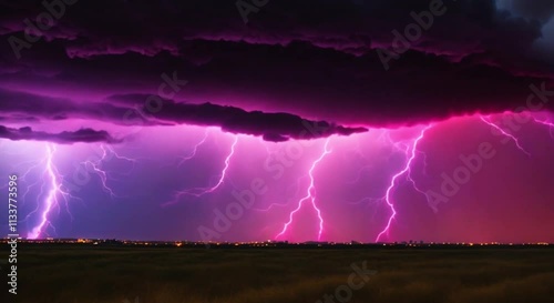a view of dark clouds and lightning striking