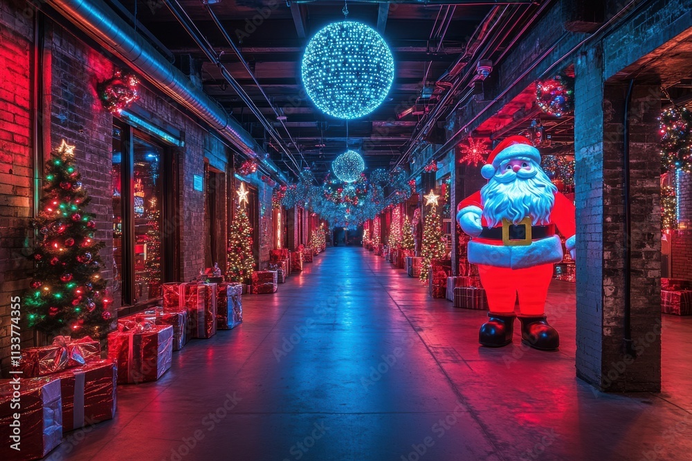 Festive Christmas Corridor with Santa Festive Christmas Corridor with Santa