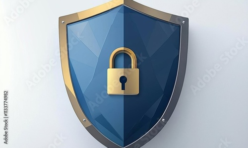 Security, shield lock in futuristic polygonal style