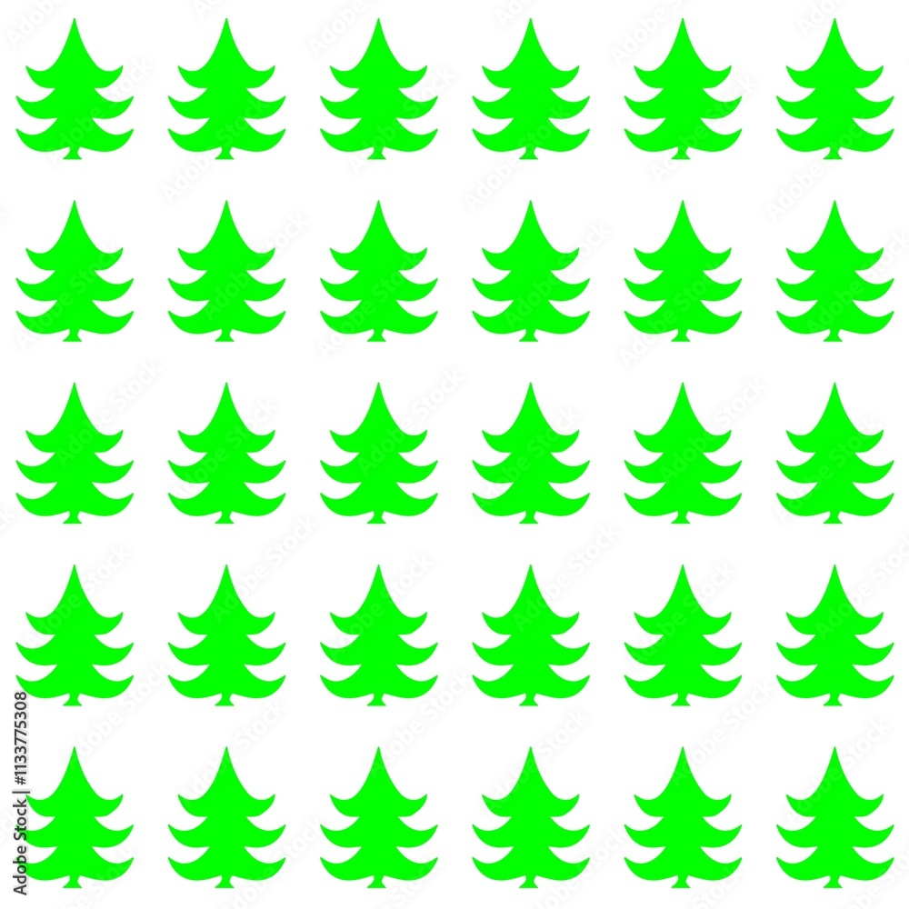 Obraz premium Repeating pattern of Christmas tree on white background