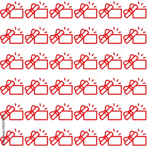 Repeating pattern of gift boxes icon on white background 