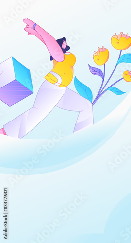 Practicing yoga, physical and mental health, flat vector character concept, operation hand drawn illustration
