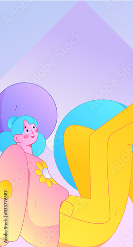 Practicing yoga, physical and mental health, flat vector character concept, operation hand drawn illustration

