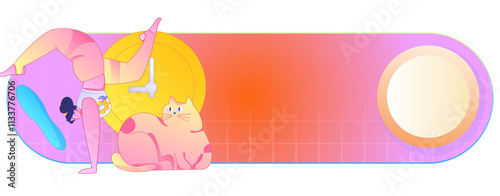 Practicing yoga, physical and mental health, flat vector character concept, operation hand drawn illustration
