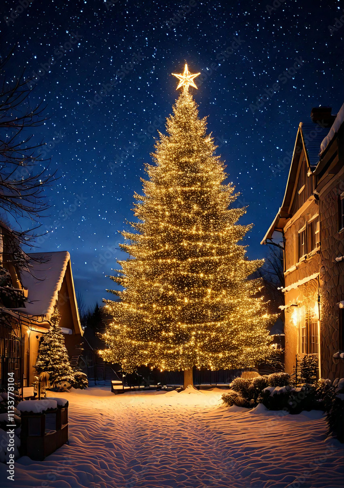 Christmas tree outdoors at night Christmas tree outdoors at night