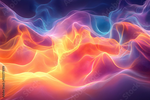 Abstract Colorful Waves, Energy Flows Dynamically and Harmoniously Across a Vibrant Landscape