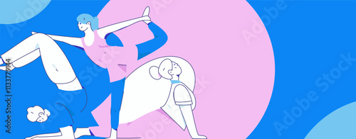 Practicing yoga, physical and mental health, flat vector character concept, operation hand drawn illustration
