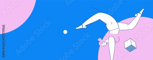 Practicing yoga, physical and mental health, flat vector character concept, operation hand drawn illustration
