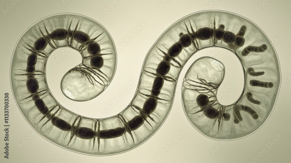 Obraz premium a-microscopic-image-of-a-roundworm-coiled
