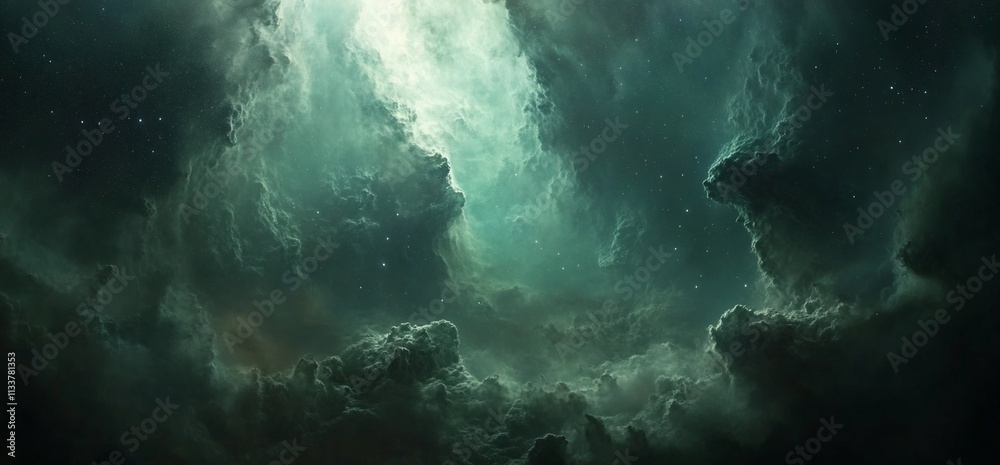 Dramatic cosmic clouds illuminated by ethereal light. Dramatic cosmic clouds illuminated by ethereal light.