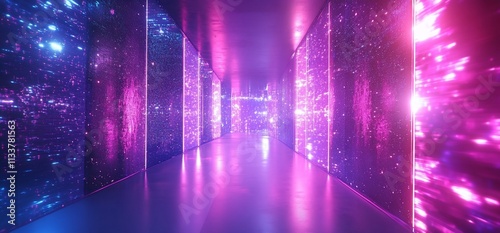 Futuristic Neon Corridor with Glowing Walls.