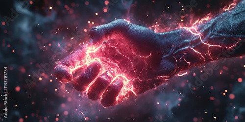 Fist Unleashing Electric Energy, Generative AI
