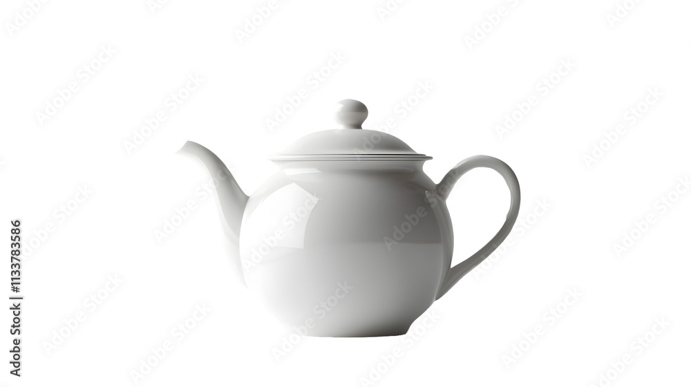 Elegant White Ceramic Teapot on Minimalistic Background Elegant White Ceramic Teapot on Minimalistic Background