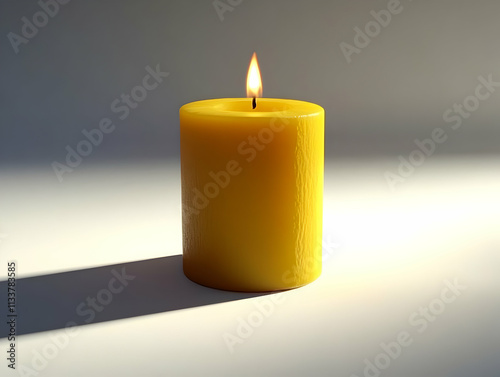 Burning Yellow Candle 3D Illustration photo