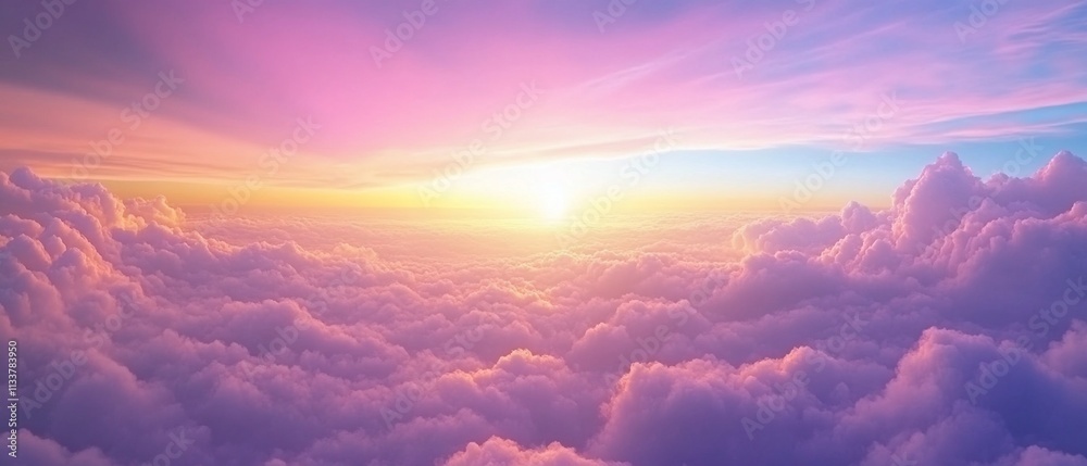 Serene sunrise over colorful clouds in a tranquil sky. Serene sunrise over colorful clouds in a tranquil sky.