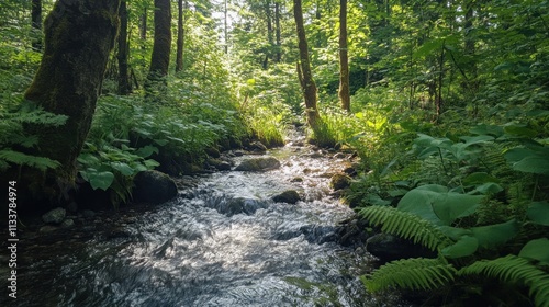 Wallpaper Mural Forest stream with sunlight. Torontodigital.ca