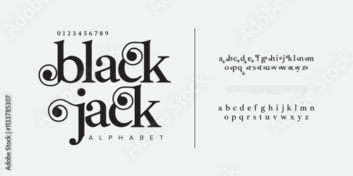 Blackjack typography beauty fashion elegant minimalist serif italic fonts decorative wedding vintage retro logos. Minimal luxury font alphabet logo. Vector illustration