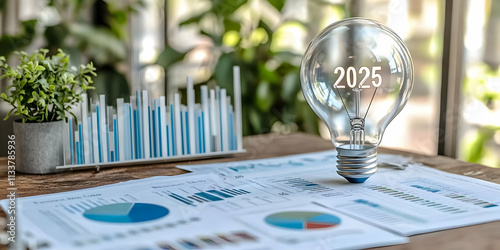 2025 Vision 3D Lightbulb Illustration photo