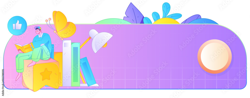Fototapeta premium Character reading quietly vector concept operation hand drawn illustration 