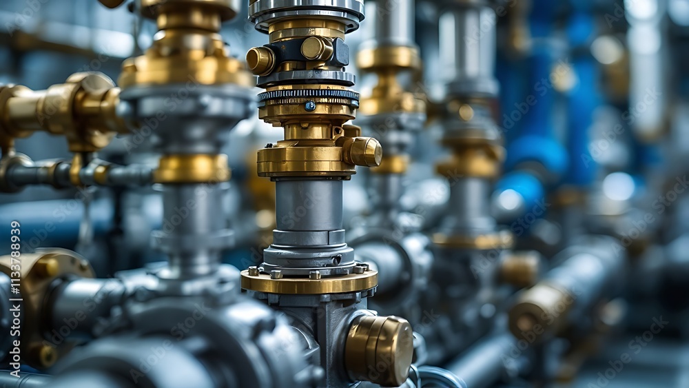 Close-up view of industrial pneumatic tools connected to a compressed air system, with hoses and valves visible. The setup showcases precision and technology in a manufacturing environment Close-up view of industrial pneumatic tools connected to a compressed air system, with hoses and valves visible. The setup showcases precision and technology in a manufacturing environment