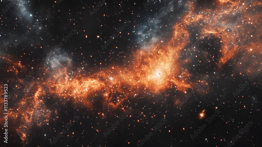 Fototapeta premium Cosmic Nebula Displays Orange And White Hues