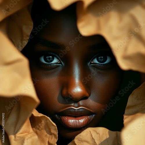 Black Female Glamor Model Face Framed