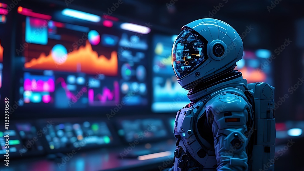 A cinematic photograph of an astronaut in front of a digital stock market display, blending space exploration with financial data imagery. A cinematic photograph of an astronaut in front of a digital stock market display, blending space exploration with financial data imagery.