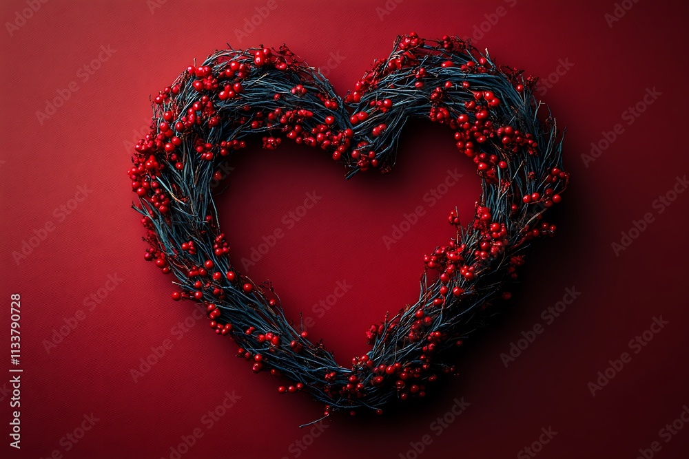 Heart-Shaped Wreath with Berries. Heart-Shaped Wreath with Berries.