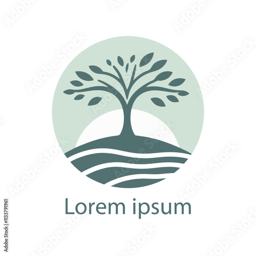 Peaceful yoga tree pose logo