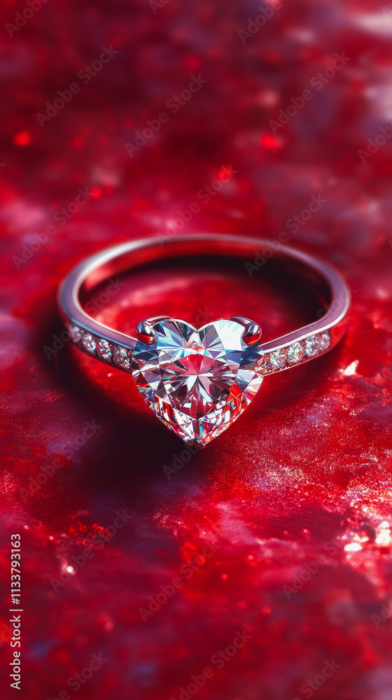 Exquisite Diamond Elegantly Displayed on a Rich Red Velvet Background, Highlighting Sparkling Facets and Timeless Beauty, Perfect for Celebratory Occasions or Romantic Proposals Exquisite Diamond Elegantly Displayed on a Rich Red Velvet Background, Highlighting Sparkling Facets and Timeless Beauty, Perfect for Celebratory Occasions or Romantic Proposals