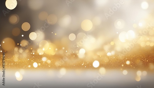 white glow with gold particle abstract bokeh background