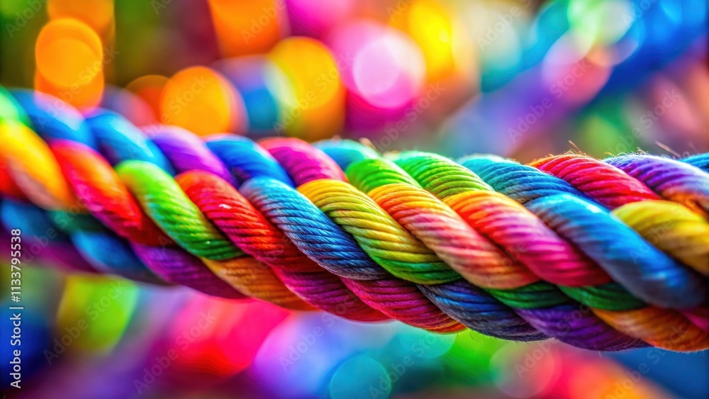 Colorful twisted rope with vibrant hues in a blurred background, vivid, colorful, twisted, rope, vibrant, hues Colorful twisted rope with vibrant hues in a blurred background, vivid, colorful, twisted, rope, vibrant, hues