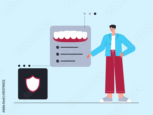 Dentist is checking the health of the teeth. Dentist illustration. Flat vector illustrations