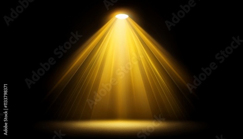 yellow spotlight lighting on black background, effects sunlight, lens flare