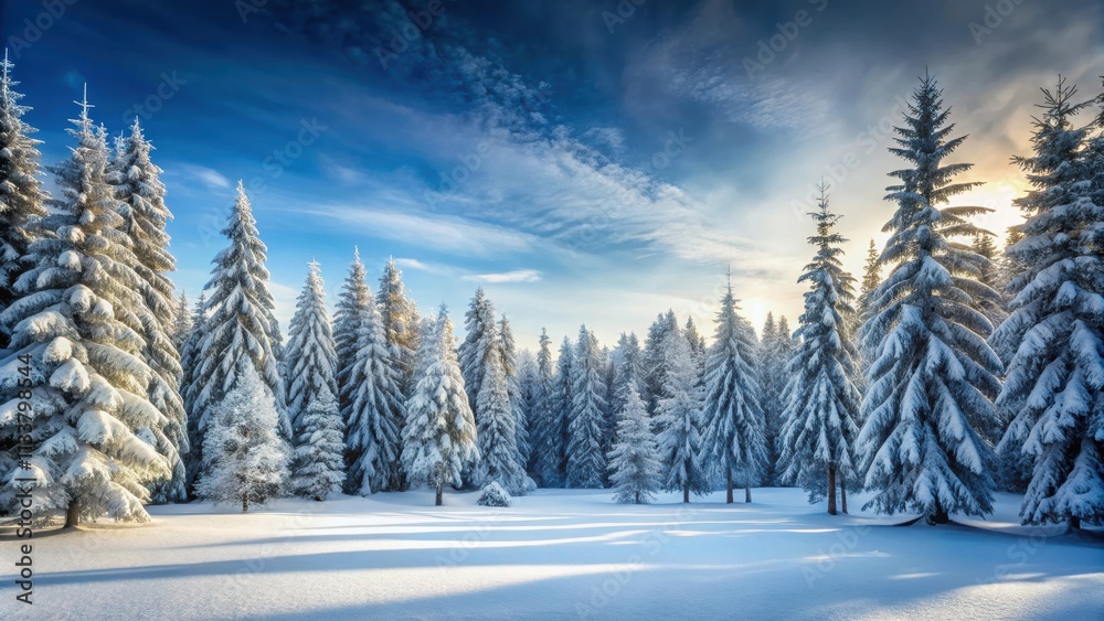 Obraz premium Snow-covered forest in the winter , snow, winter, landscape, trees, cold, weather, scenic, wilderness, outdoor, season, nature, frozen