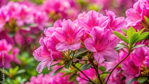 Beautiful pink azalea rhododendron in full bloom , flowers, spring, garden, botanical, vibrant, colorful, petals, nature