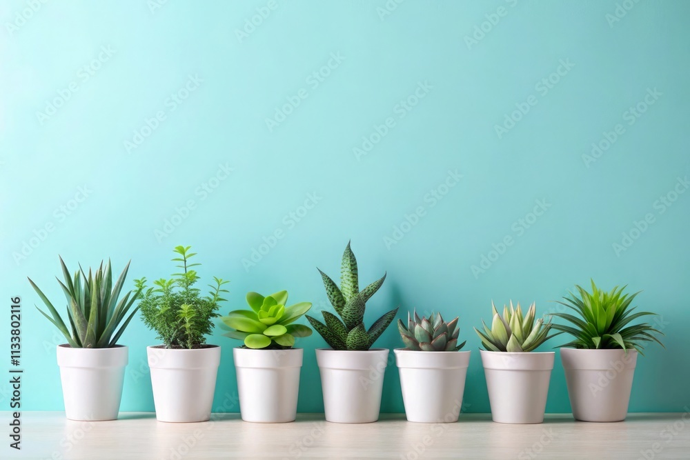 minimal still life image of a potted plant on a blue background The plant has lush green leaves and is placed in a simple white pot minimal still life image of a potted plant on a blue background The plant has lush green leaves and is placed in a simple white pot