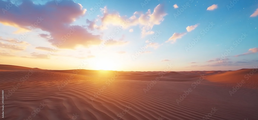Desert sunset with sand dunes and colorful sky. Desert sunset with sand dunes and colorful sky.